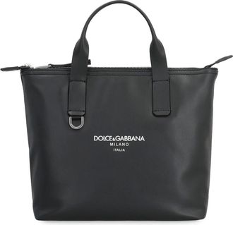 Dolce & Gabbana Piccola Leren Tote Bag - Heren - Shoppers - Zwart - ONE Size - Katoen - Tassen