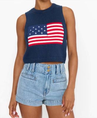 Show me your Mumu Milo Tank Top In Navy American Flag Graphic