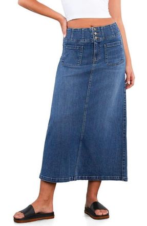Wash Lab Denim Norah Stretch Denim Maxi Skirt in Swift Blue at Nordstrom, Size 28