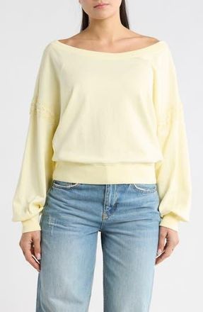 Abound Lace Trim One-Shoulder Sweatshirt in Yellow Frost at Nordstrom Rack, Size X-Small