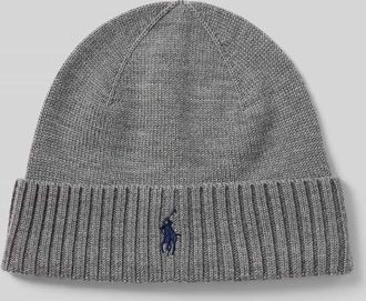 Polo Ralph Lauren Beanie aus Wolle mit Label-Stitching in Mittelgrau Melange, Größe 1