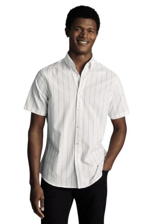 CHARLES TYRWHITT Non-Iron Stretch Poplin Slub Short Sleeve Shirt