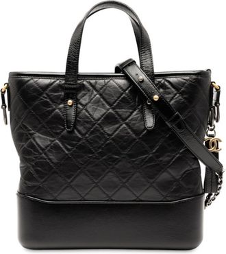 Chanel Black Leather Shoulder Bag Tote Bag (Pre-Owned)