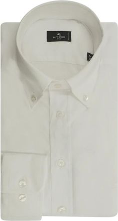 Etro Overhemd met Knoopsluiting en Logo - Heren - Zakelijke Overhemden - Wit - 3XL - Katoen - Overhemden