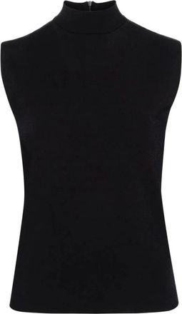 Plan C Mock Neck Tank Top - Dames - Tops zonder mouwen - Zwart - M - Tops