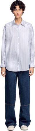 Sandro Striped rhinestone shirt in White at Nordstrom, Size X-Large