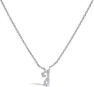 House of Brilliance 10K Gold Diamond Accent A-Z Initial Script Style Pendant Necklace in White | J at Nordstrom