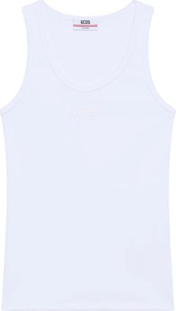 GCDS Logo Lounge Tank - Dames - Tops zonder mouwen - Wit - L - Katoen - Tops