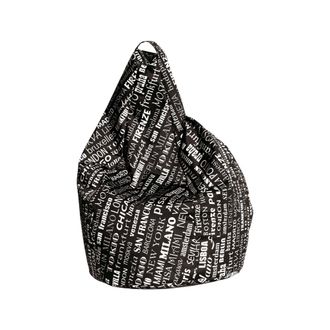Talamo Italia Dmora Pouf Avec Lettrage Fantaisie, Noir Et Blanc, Dimensions 80 X 120 X 80 Cm