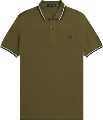 Fred Perry Herenpoloshirt met dubbele kraag (Donkergroen)