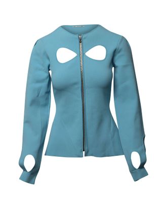 Roland Mouret Roland Mouret Cut Out Longsleeve Top in Blue Polyester