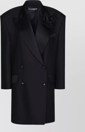 Dolce & Gabbana blazer floral appliqu&eacute; structured shoulders peak lapels