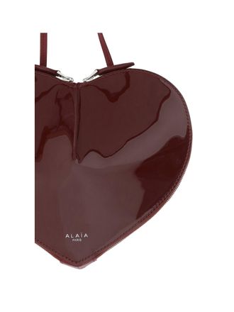Alaia Womens Shoulder Bag Le Coeur Garnet Red Calf Leather