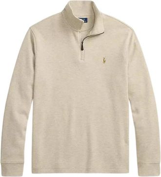 Polo Ralph Lauren Estate-Rib Quarter-Zip Pullover - Heren - Vesten met rits - Beige - M - Katoen - Hoodies & sweatvesten