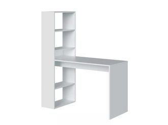 Usinestreet Mesa escritorio reversible con estantería blanco artik