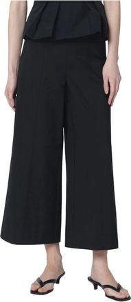 SIMKHAI Kallin Cropped Wide Leg Pant - Dames - Vrijetijds broeken - Zwart - S - Katoen - Broeken