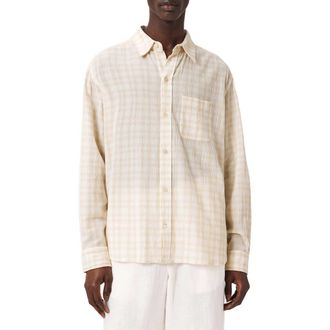 AllSaints Toya Check Cotton Button-Up Shirt in Sandstone Brown at Nordstrom, Size Xx-Large
