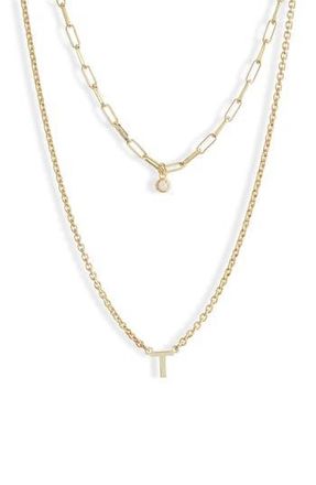 Meshmerise Diamond Initial Charm Necklace in Yellow-T at Nordstrom Rack