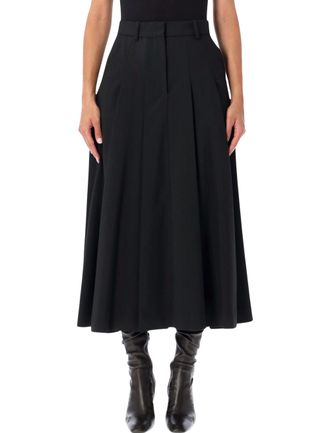 By Malene Birger Flared Midi Skirt With Structured Pleats And Fitted Waistband