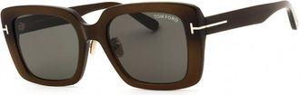 Tom Ford Green Rectangular Ladies Sunglasses FT1169-K 48N 54