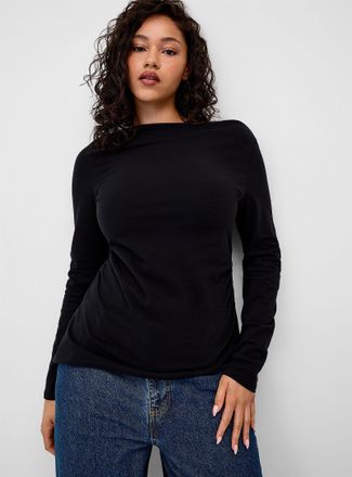 Twik Womens Asymmetrical hem boat-neck T-shirt