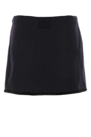 Miu Miu Womens Midnight Blue Wool Mini Skirt Bleu Gonne