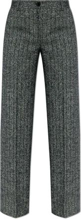 Dolce & Gabbana Kreukelbroek - Dames - Straight fit broeken - Grijs - M - Wol - Broeken