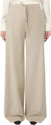 Max Mara Pantalone Donna Max Mara Studio - Dames - Wijde Broeken - Beige - XL - Wol - Broeken