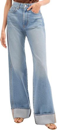 Veronica Beard Taylor Cuffed Wide-Leg Jeans In Bright Nova