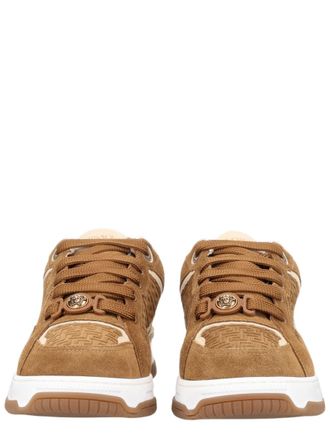 Versace Brown Suede Embossed Sneakers