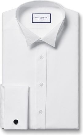 CHARLES TYRWHITT Wing Collar Marcella Bib Evening Cotton Formal Shirt - White Double Cuff Size Large by Charles Tyrwhitt