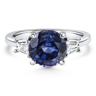 Pompeii3 4 3/4Ct Blue Sapphire & Diamond Engagement Anniversary Ring Gold Lab Grown