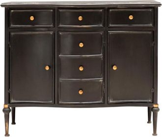 Chehoma Cómoda de 3 cajones y 3 puertas en metal negro