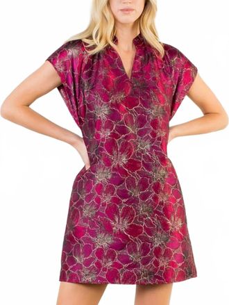 THML Clothing Cassandra Floral Brocade Dress In Purple/ Pink