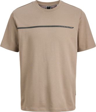 Jack & Jones T-Shirt JACK & JONES JCOFUSION FULL BRANDING TEE SS CREW NOOS, Herren, Gr. XL, desert taupe, Jersey, Obermaterial: 55% Baumwolle, 45% Polyester, bedru