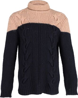 Dries Van Noten tweekleurige coltrui in marineblauw acryl