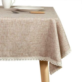 OEM Mantel De Yute Lavable Estilo R&uacute;stico, Grueso, Marr&oacute;n, 140x180 Cm, Rectangular Con Ribete De Encaje, Ideal Para La Decoraci&oacute;n De La Cocina -crezuo