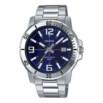 Casio Stainless Steel Strap Waterproof Mens Silver Analog MTP-VD01D-2B