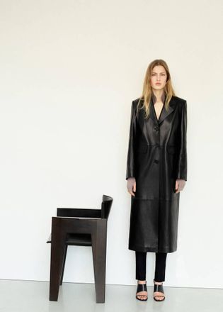 Mango Cappotto diritto pelle tasche nero - Donna - XS - MANGO