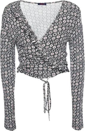 Kenzo 2023 floral-print wrap top - Black