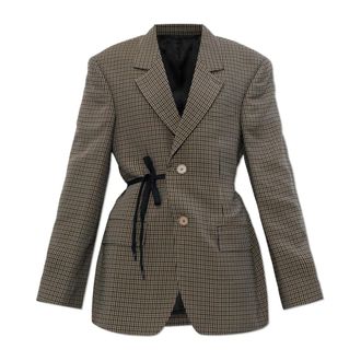 Balenciaga Geborduurd Lyocell Blazer - Dames - Jassen - Bruin - Maat: XS Katoen