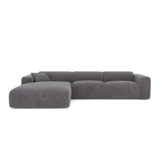 Sia Home Sof&aacute; esquinero de lado izquierdo 5 plazas terciopelo texturizado gris