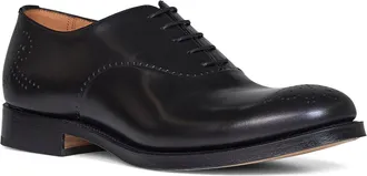 Churchs Mens Oxford Shoes Skipton Black Brushed Leather Calf Lace-Up Flat