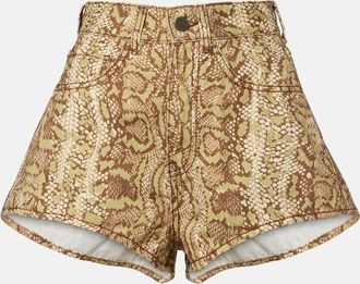 Alemais Al&eacute;mais Boa snake-print denim shorts