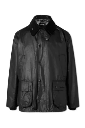 Barbour Bedale corduroy-trimmed waxed-cotton jacket
