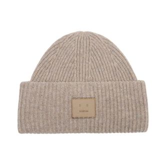 Acne Studios Face &Agrave; Logo Beanie - unisex - Acne Studios - Accessories - Beige - ONE SIZE - Accessories