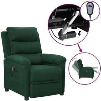 vidaXL Poltrona Elettrica Reclinabile Verde Scuro in Tessuto - Vidaxl