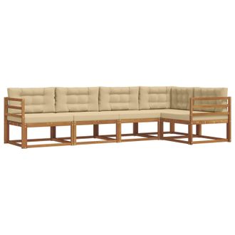 vidaXL Conjunto De Sof&aacute;s De Exterior Con Coj&iacute;n 5 Pcs Natural Y Beige Vidaxl