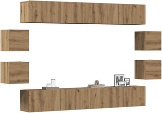 vidaXL Vidaxl - Mueble Para Tv De Pared Madera Contrachapada Artesanal 8 Piezas