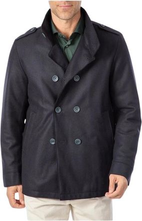 Herno Double-Breasted Jas - Heren - Mantel - Blauw - L - Wol - Jassen